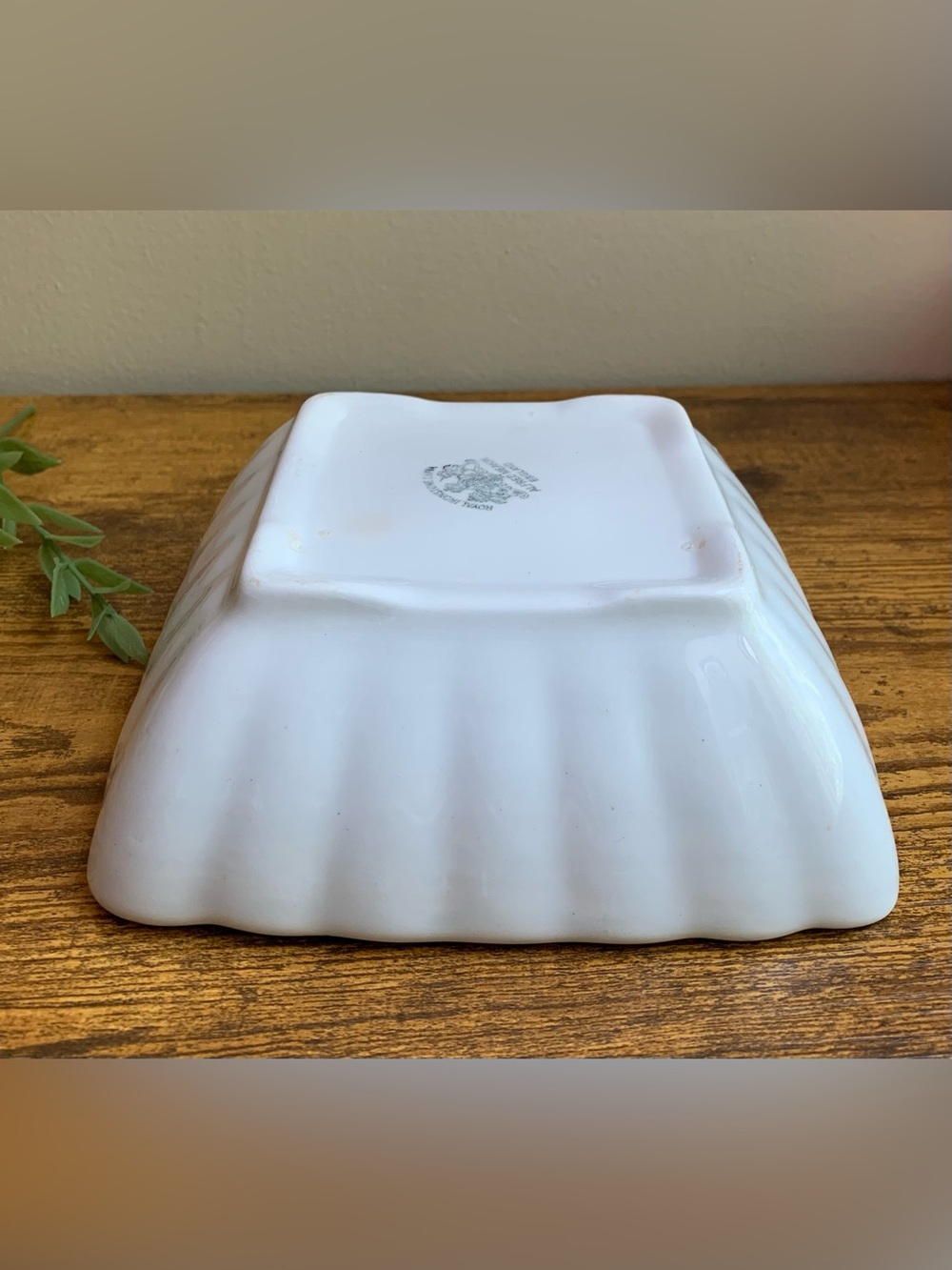 Vintage Antique English Royal Ironstone China Square Scalloped Bowl - Picture 6 of 10